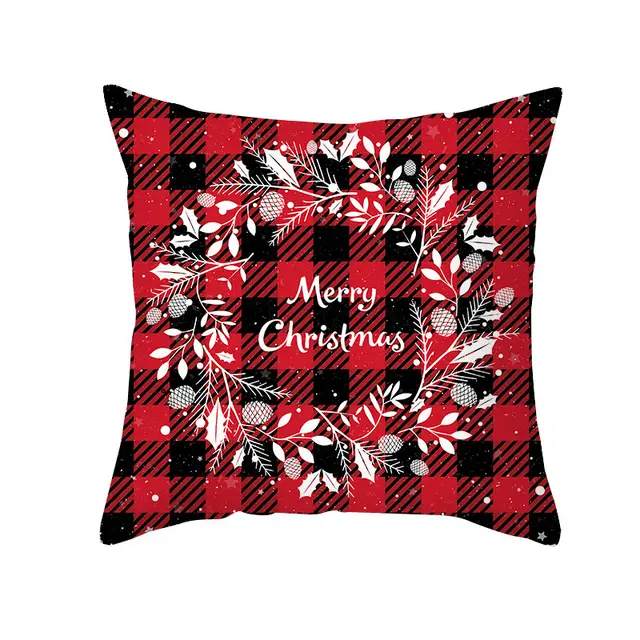 Red Plaid Christmas Pillow Cover Peach Skin Fabric Sofa Cushion Cover Tpr30215 - Shop at LoveMi