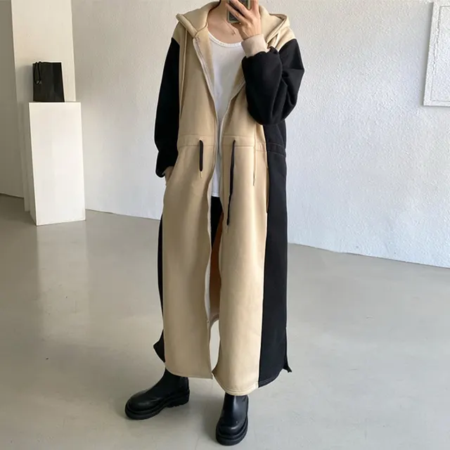 Dress Color Contrast Jumpsuit Long Design Khaki - Shop at LoveMi