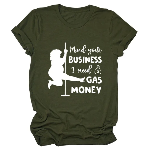Round Neck Fashion Short Sleeve Loose T Shirt Army Green White Font - Shop at LoveMi