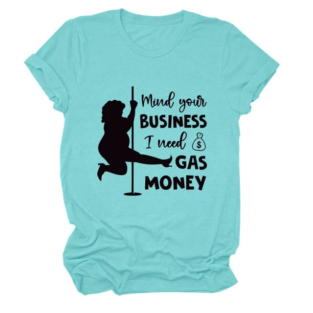 Round Neck Fashion Short Sleeve Loose T Shirt Dark Blue Black Font - Shop at LoveMi