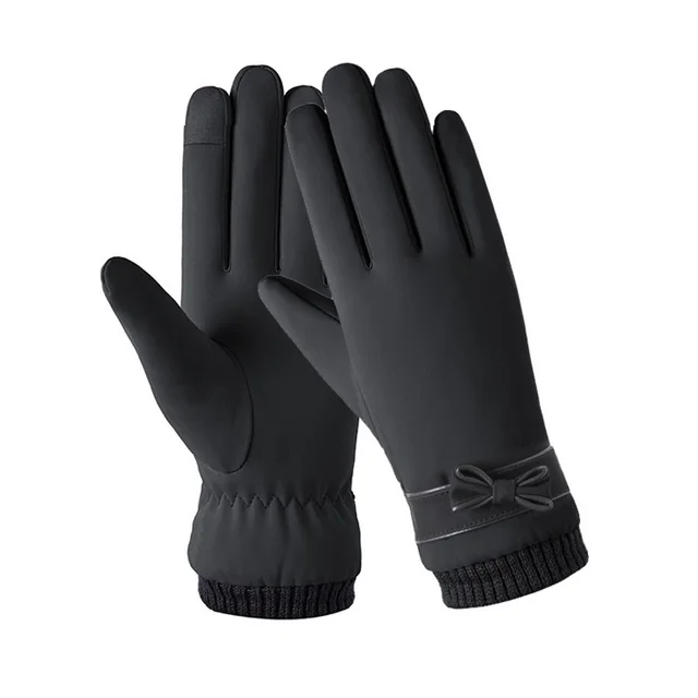 Gloves Women's Skin feeling Fabric Soft And Windproof Black - Shop at LoveMi