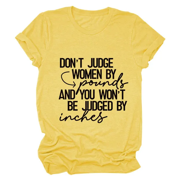 Summer Letter Fashion Women's Short Sleeve Underpinning T shirt Yellow Black Font - Shop at LoveMi
