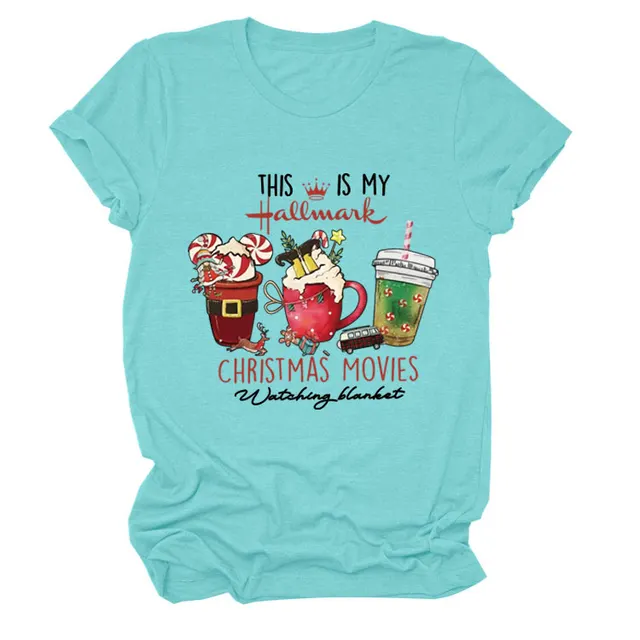 This Is My Hallmark Letter Christmas Crewneck T Shirt Women Deep Blue Black Color - Shop at LoveMi