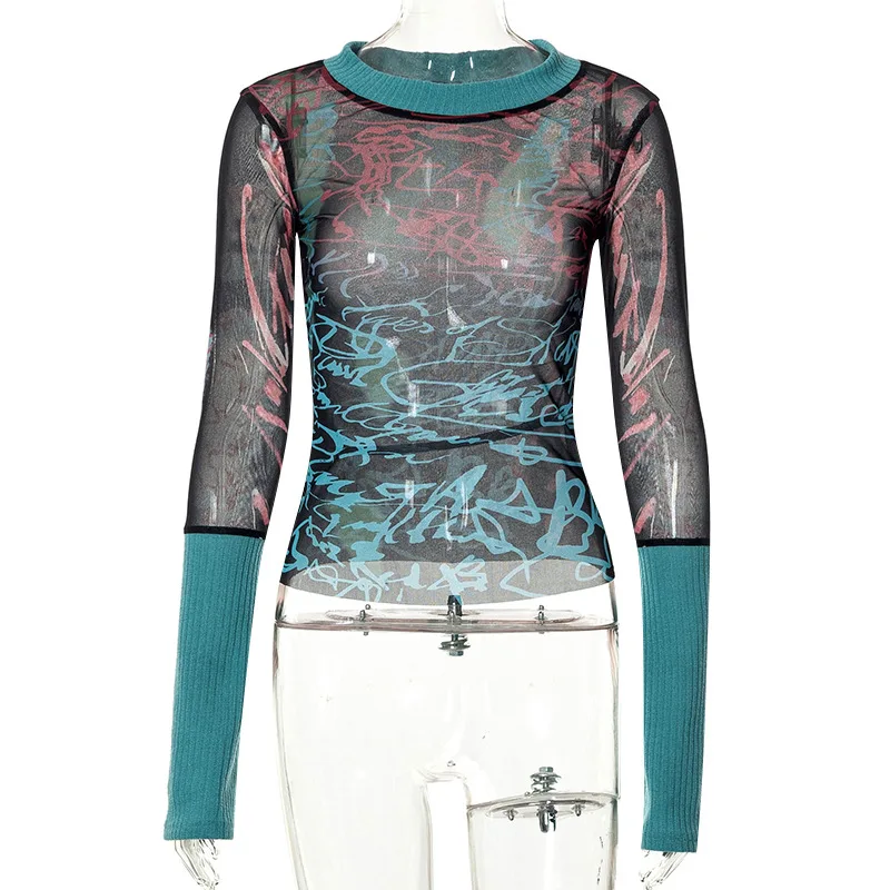 Screen Printing Casual European And American Women's Blouse T shirt Green - Shop at LoveMi