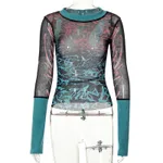 Screen Printing Casual European And American Women's Blouse T-shirt - Green