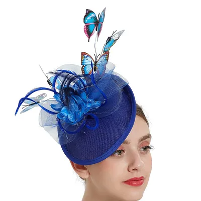 Tea Party Hat Three dimensional Colorful Butterfly Charm Blue - Shop at LoveMi