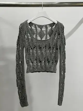 Knitted Knitted Sweater With Short Pullover - Grey