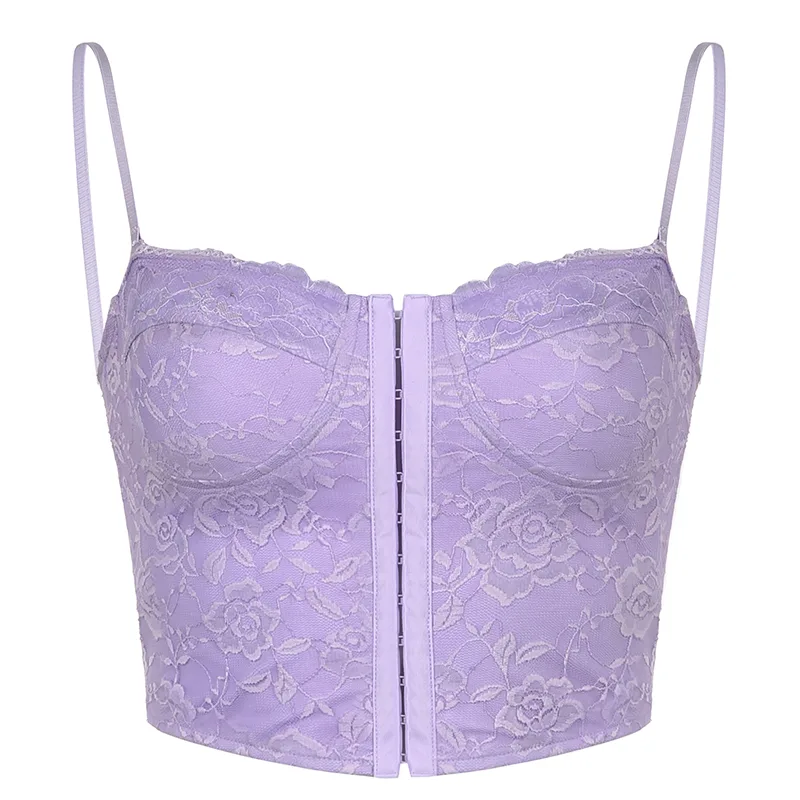 Simple Lace Metal Hook Strap Camisole Purple - Shop at LoveMi