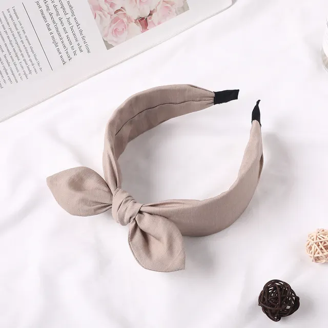 Fabric Rabbit Ears Hairband Solid Color Skin Colour - Shop at LoveMi
