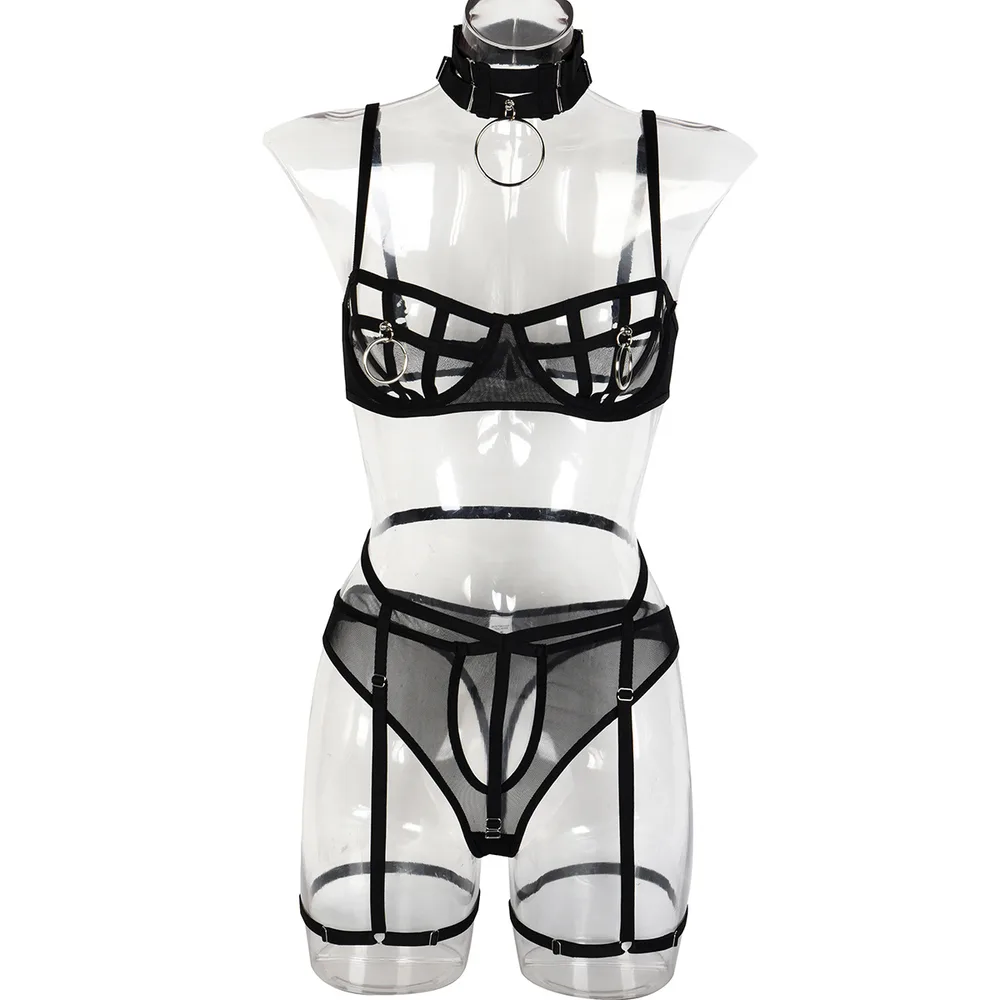 Chest Ring Intricate Handmade Underwear With Hanging Neck - Black