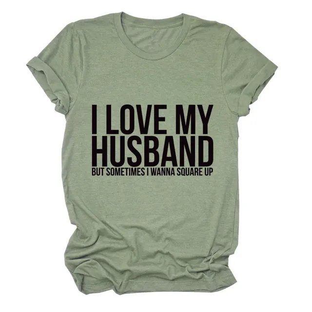 Letters Fashion Round Neck Short Sleeve Women's T shirt Olive Green Black Font - Shop at LoveMi