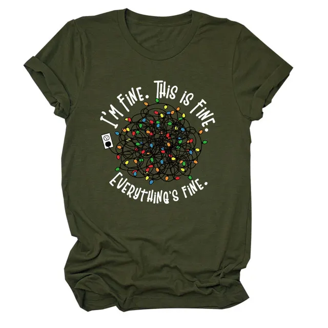 Pattern Printing Short sleeved T shirt Army Green White Color - Shop at LoveMi
