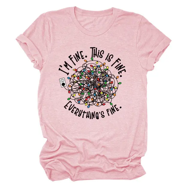 Pattern Printing Short sleeved T shirt Pink Black Color - Shop at LoveMi