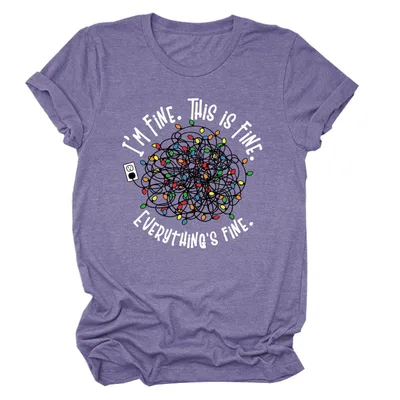 Pattern Printing Short sleeved T shirt Purple White Color - Shop at LoveMi