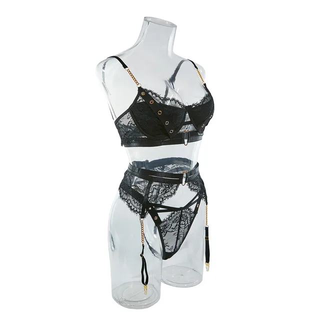 Underwear Chain Metal Three Piece Set Black - Shop at LoveMi