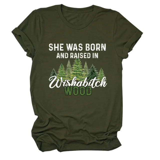 Casual Short sleeved Round Neck T shirt Tops Army Green White Color - Shop at LoveMi