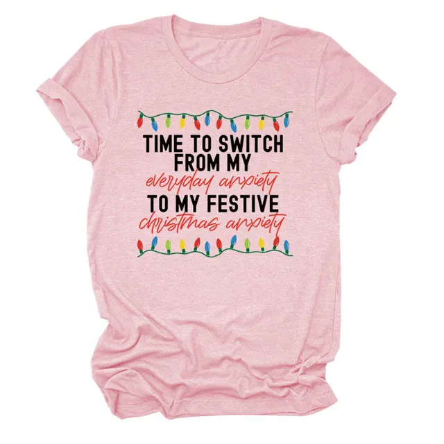 Pattern Printing Casual Short sleeved T shirt Women's Tops Pink Black Color - Shop at LoveMi