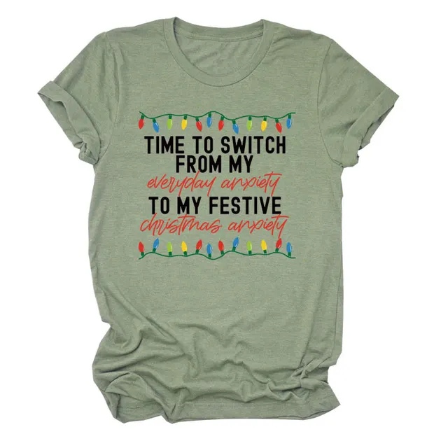 Pattern Printing Casual Short sleeved T shirt Women's Tops Olive Green Black Color - Shop at LoveMi