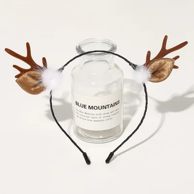 New Christmas Headband Red And Green Hair Ball Bell Headband White Maoqiu Coffee - Shop at LoveMi