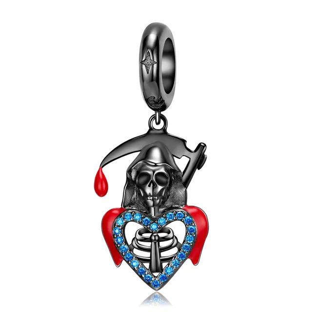 S925 Sterling Silver Skull Series Beaded Pendant Pd0766 Style - Shop at LoveMi
