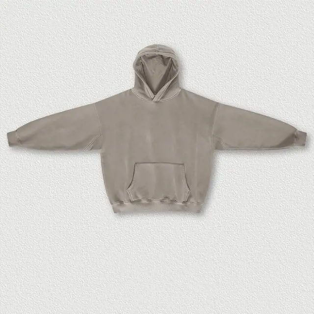 Autumn And Winter Washed And Worn Padded Hooded Sweatshirt Coffee - Shop at LoveMi