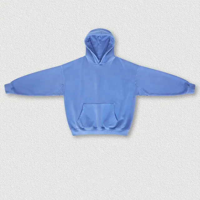 Autumn And Winter Washed And Worn Padded Hooded Sweatshirt Denim Blue - Shop at LoveMi