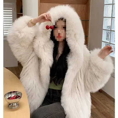 Woven Fur Bat Sleeve Fur Double sided Woven Loose Europe Off White - Shop at LoveMi