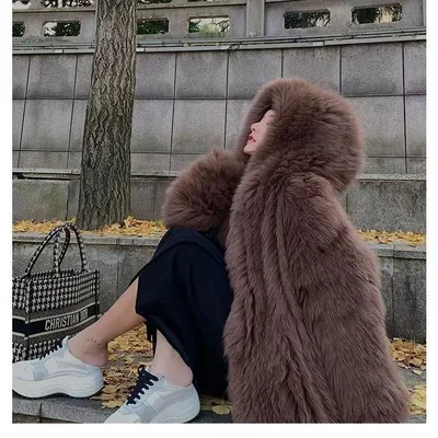 Woven Fur Bat Sleeve Fur Double sided Woven Loose Europe Tan - Shop at LoveMi