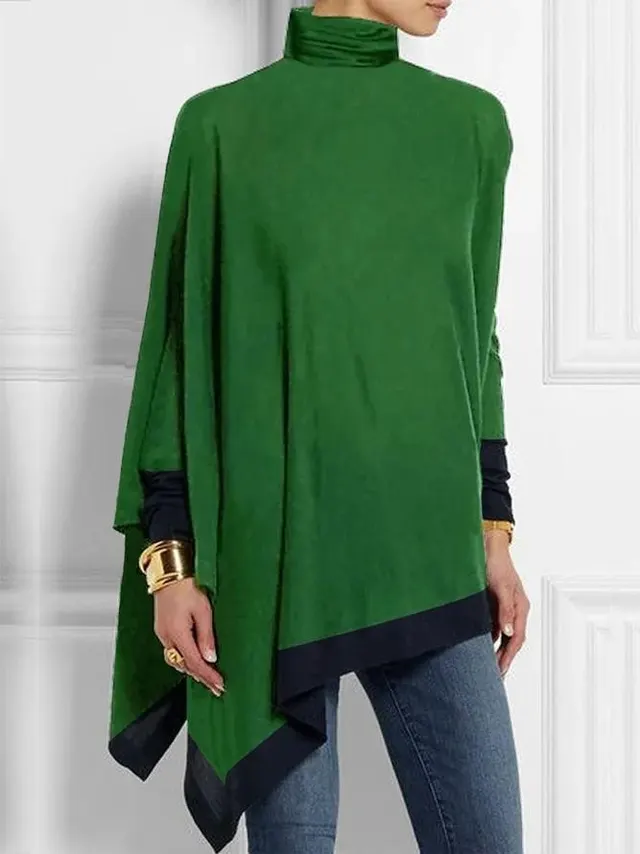 Turtleneck Irregular Knit Bottoming Printed Shirt Flower5 - Shop at LoveMi