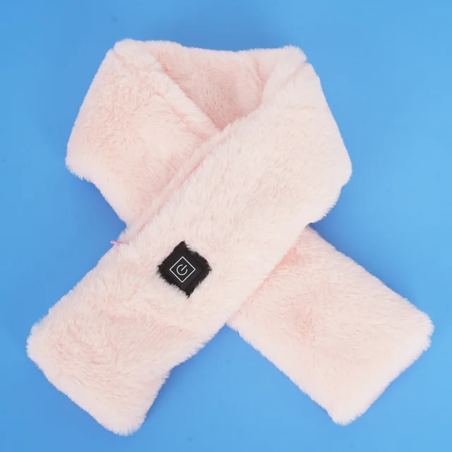 Smart Heating Scarf USB Neck Protection Cold Proof Electric Heating Scarf Light Pink Plush - Shop at LoveMi