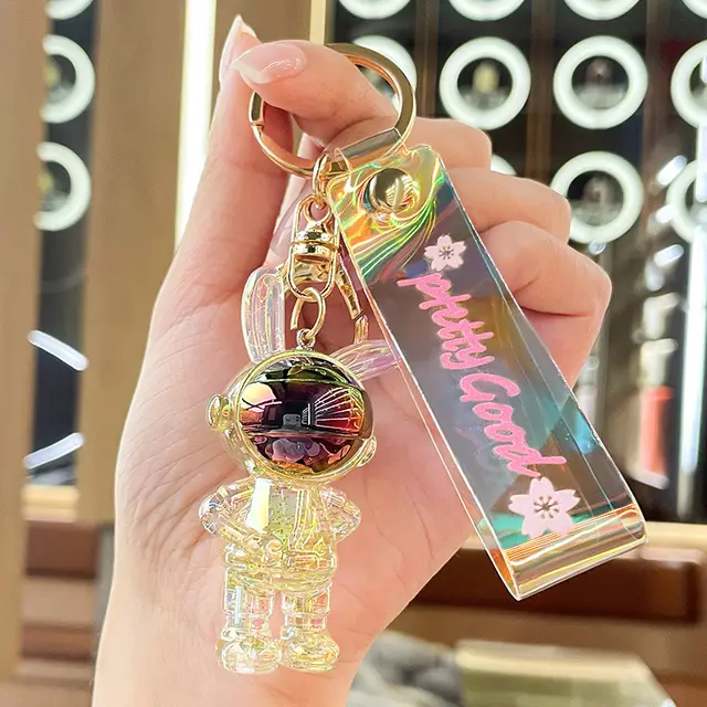 Crystal Astronaut Mask Rabbit Keychain Yellow - Shop at LoveMi