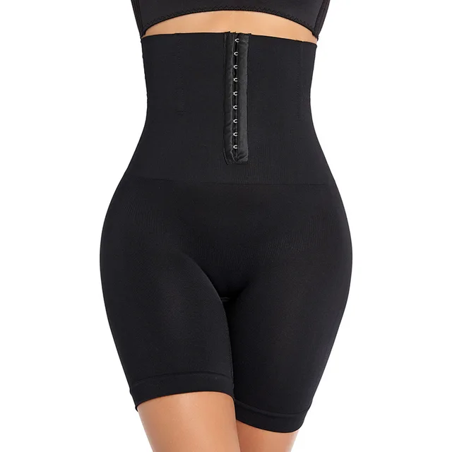Button Adjustment Seamless Straight Angle Plus Size Body Shaping Pants Black - Shop at LoveMi