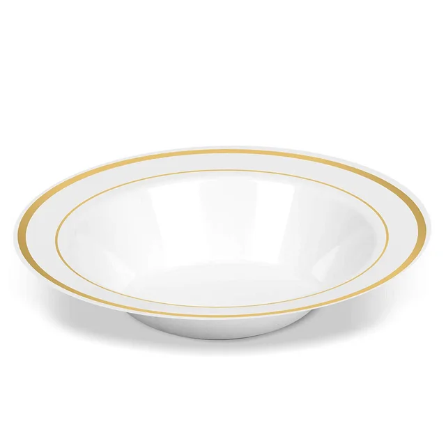 12OZ Disposable Bowl Gold Side Deep Dish Hard Plastic PS Salad Bowl Gold - Shop at LoveMi