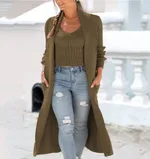 New Cardigan Trench Coat Knitted Loose Sweater Vest Suit - Coffee