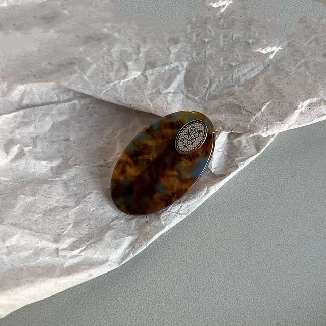 Vintage Acetic Acid Side Clip Hairpin Brown Green Flowers 4Cm - Shop at LoveMi