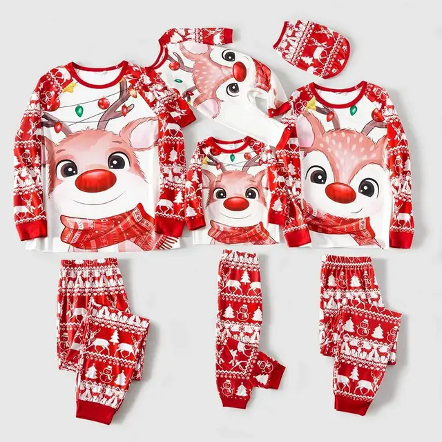 New Fashion Casual Christmas Print Home Wear Parent Child Set Red - Shop at LoveMi