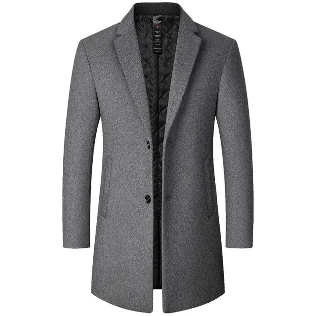 Men's Middle aged Wool Casual Woolen Coat Grey - Shop at LoveMi