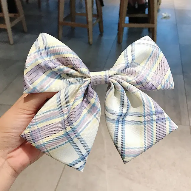 Girl's Plaid Bow Hairpin Beige - Shop at LoveMi