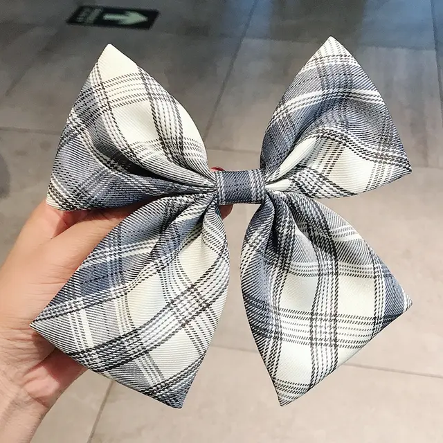 Girl's Plaid Bow Hairpin Black White - Shop at LoveMi