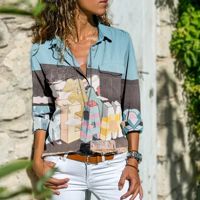 Loose Casual Comfortable Women's Long Sleeve Shirt 2Patterna313 4Xl - Shop at LoveMi