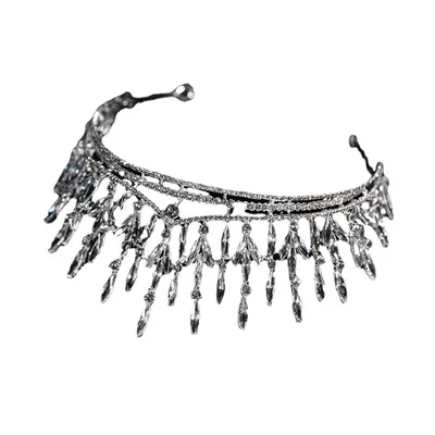 Shooting Wedding Dress With Makeup Headdress Super Beautiful Crown Crown G4297Silver - Shop at LoveMi