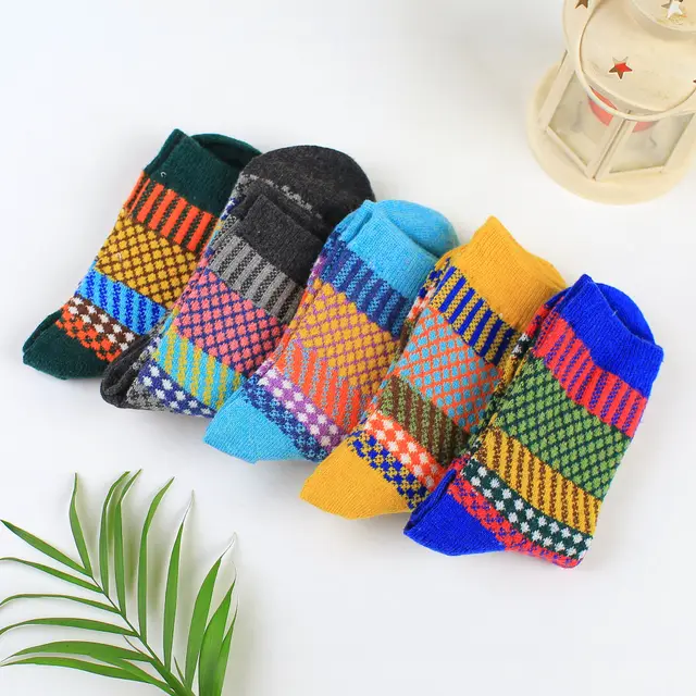 Women's Cross Ethnic Rabbit Wool Socks 5Color Mixed Bag - Shop at LoveMi