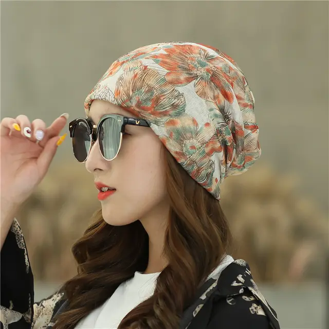 Pullover Breathable Light Head Chemotherapy Hat Orange Flower - Shop at LoveMi
