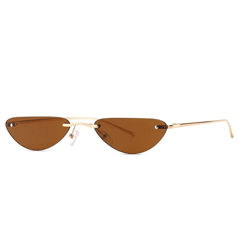 Cat Eye Narrow Sunglasses Modern Retro Temples - C7