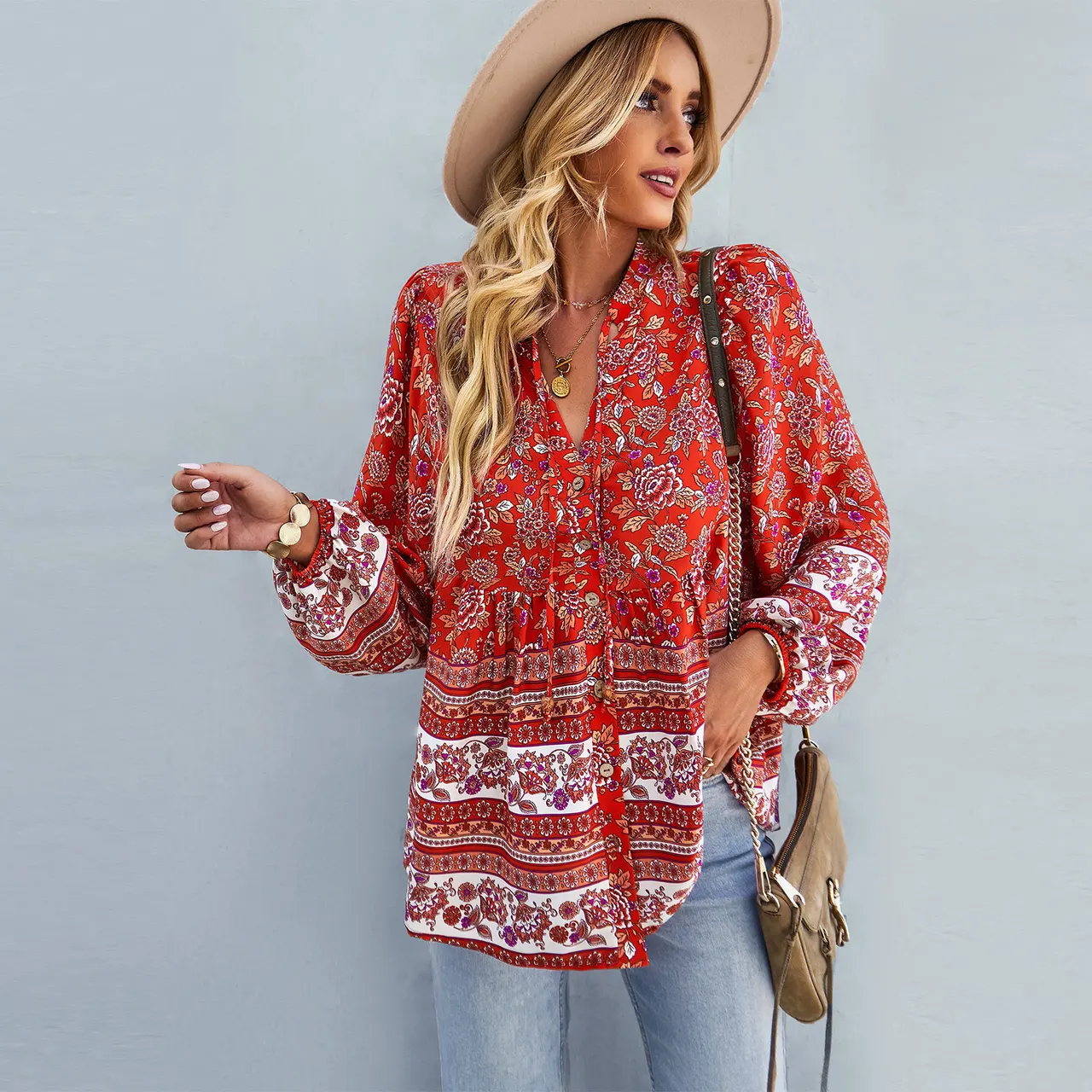 Autumn And Winter Temperament Commuter Shirt - Red