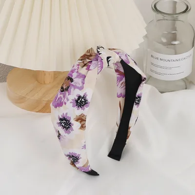 Hairband Printed Fabric Wide brimmed Headdress Apricot - Shop at LoveMi