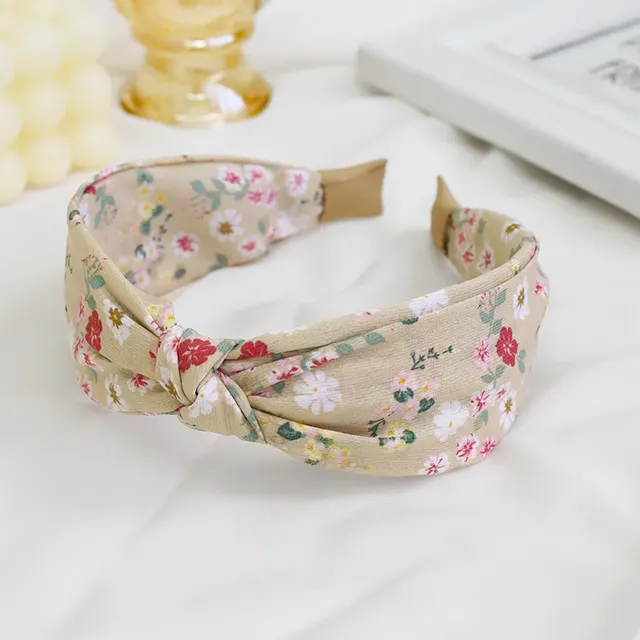 Fashion Printing Fabric Headwear Headband Trend Floral Coffee - Shop at LoveMi