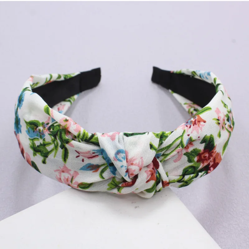 New Retro Hair Headband Temperament Trend Fabric Wide Edge Beige - Shop at LoveMi