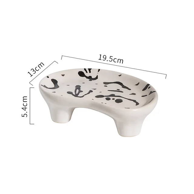 Hand Painted Speckled Zebra Leopard Cloud Irregular Shaped Ceramic Storage Tray Splash Ink - Shop at LoveMi