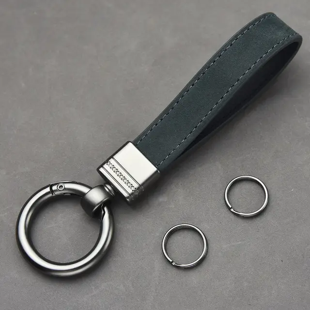 Frosted Head Leather Spring Key Ring Navy Blue - Shop at LoveMi